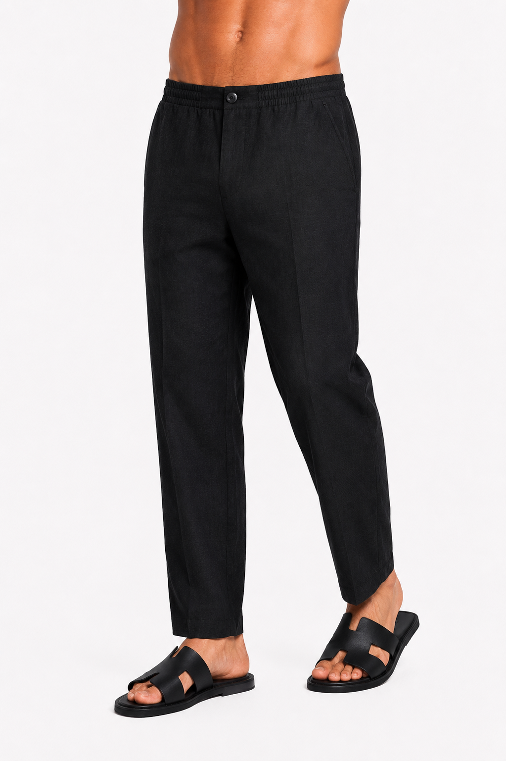Linen-blend trousers