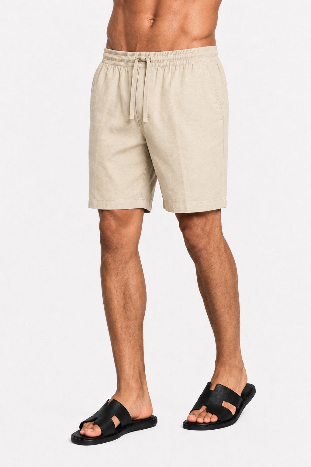 Linen-blend shorts with a drawstring