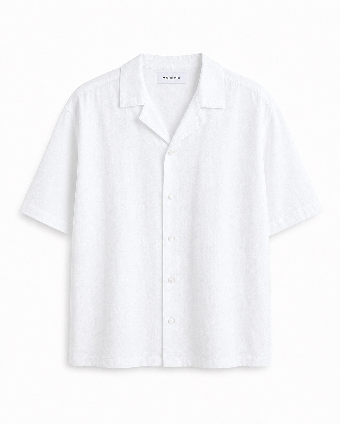 Linen blend shirt short-sleeved
