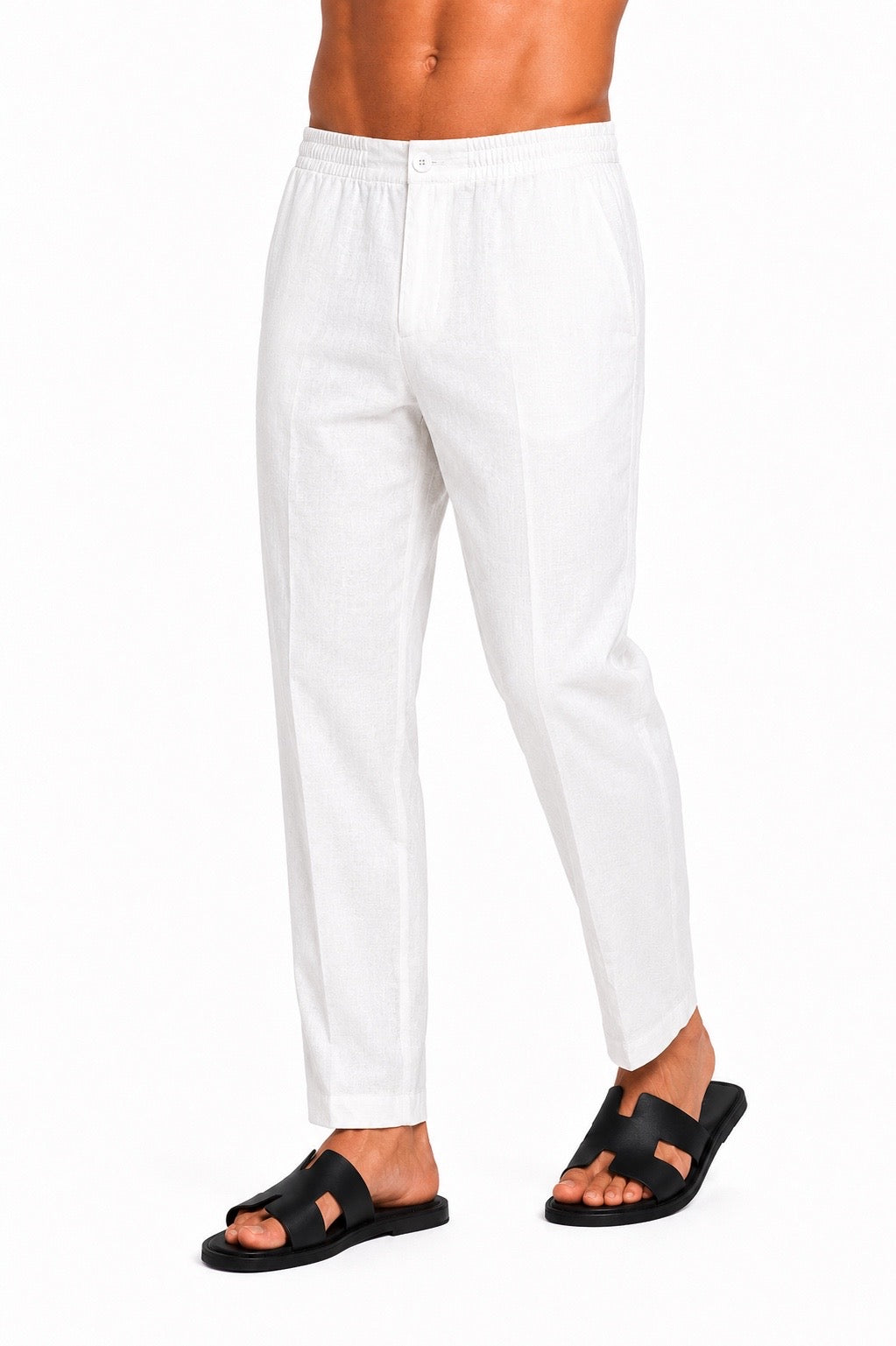 Linen-blend trousers