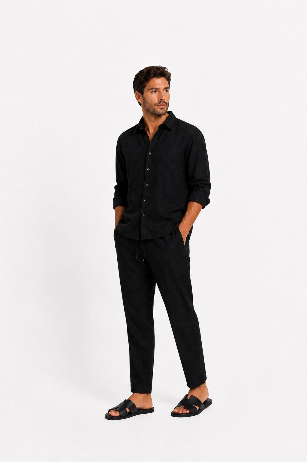 Long-sleeved linen shirt