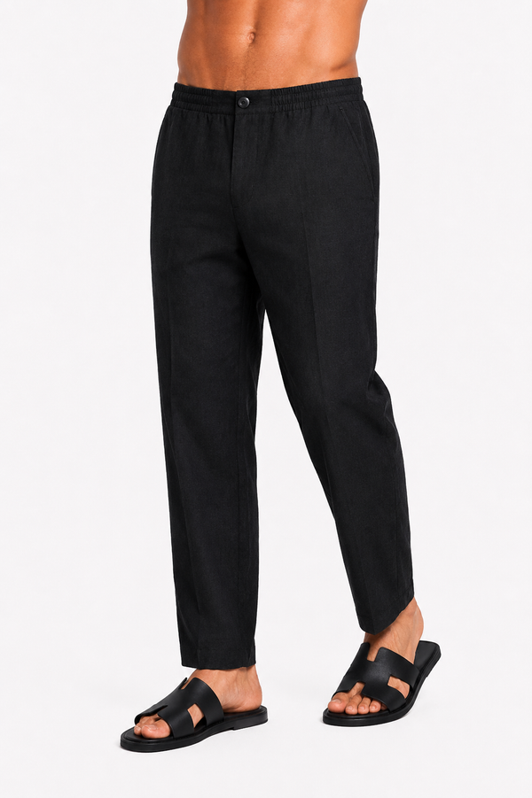 Linen-blend trousers