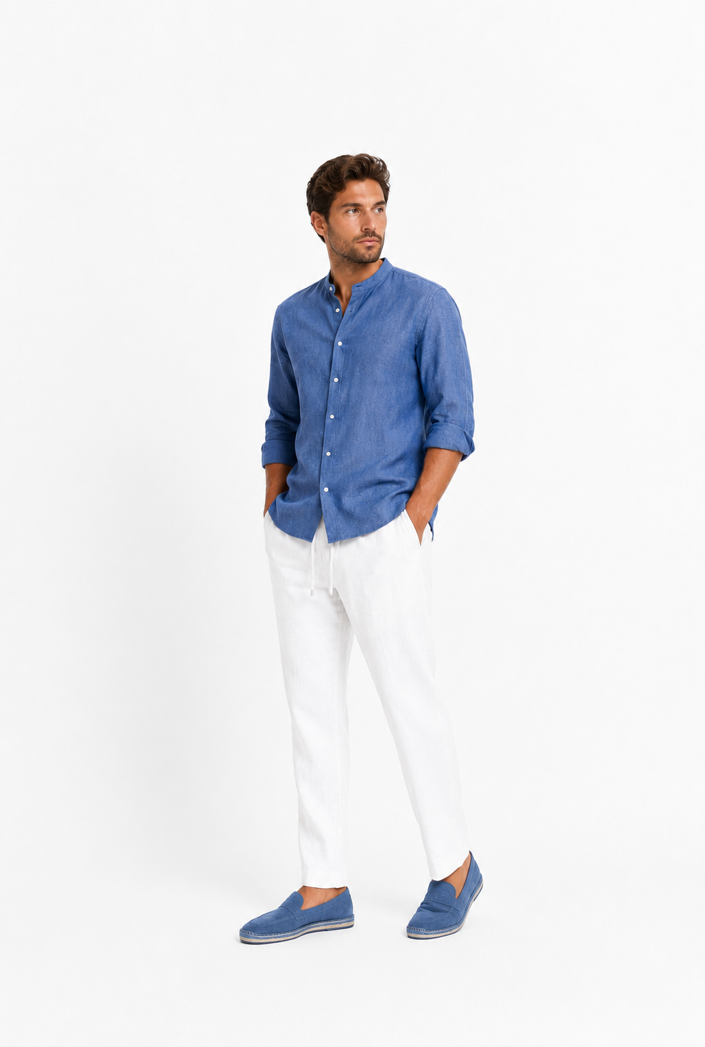 Marevia linen-blend shirt.