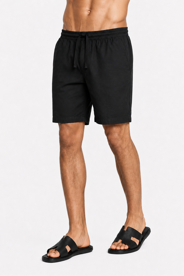 Linen-blend shorts with a drawstring